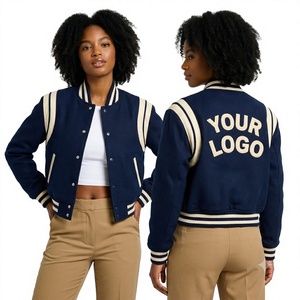 Customized Cropped Varsity <b>Jacket</b> <b>Women</b> <b>Bomber</b> Varsity <b>Jacket</b> With Wool Sleeve For <b>Women</b> Letterman Crop Varsity <b>Jackets</b> - Product Image 2
