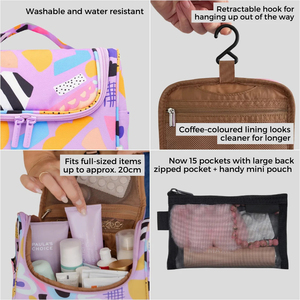 Bolsa de Aseo Colgante de Gran Capacidad, Diseño Personalizado, al por Mayor, con Certificación BSCI, para Mujer, Resistente al Agua, para Viajes y Playa, con Estampado de Cuadros, Oxford - Product Image 1