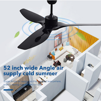 HUANGJIANG 52 pouces salon salle à manger chambre moteur DC 3 pales ventilateur de plafond avec télécommande