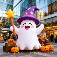 Ember Labu Hantu Berlampu LED, Dekorasi Halloween Tiup yang Menyala, Kain Oxford Tahan Air dan Awet untuk Halaman Luar Ruangan