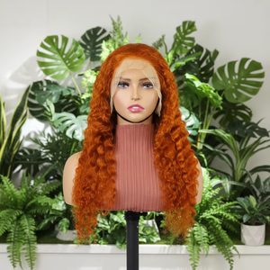 Pelucas de Cabello Humano 200% Natural de 14-30 Pulgadas # Pelucas de Cabello Liso con Frente de Encaje Transparente 13x4, Ondulado Profundo, 350 Colores - Product Image 1