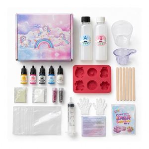 Beginner Friendly Squishy Art Set Easy <b>Blend</b> Soft Silicone Character Moulds Dye <b>Bottles</b> Flocking Powder Wooden Mixers - Product Image 1