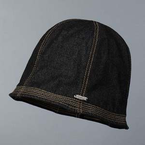 Chapeau Bob en Jean Style Japonais Rétro Tendance Printemps-Été 2025 pour Homme, Style Neutre, avec Coutures Extérieures - Product Image 1