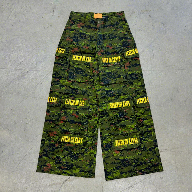 Custom High Quality Streetwear 8 Pocket Convertible Camo Tactical Trousers Removable Workwear Baggy Cargo Pants for Men