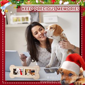 Wooden Bone Shaped Dog Photo <b>Frame</b> Double Picture Desktop Pet Lover Gift Handmade Horizontal - Product Image 4