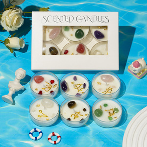 YUHUAN Zodiac Crystal Scented Candles Round Soy Wax Handmade Floral Fragrance Gifts Elegant Decor - Product Image 3