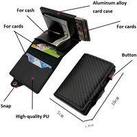 Dompet Kartu Minimalis Otomatis Anti-RFID dengan Penutup Snap, Penggunaan Bebas Tangan yang Praktis, Lapisan Aluminium Alloy