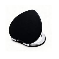 Miroir de poche personnalisé en cuir PU en forme de cœur, miroir de voyage HD, miroir compact rose mignon pour femmes et filles, cadeau de la Saint-Valentin
