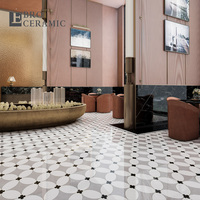 Carreaux de sol en porcelaine polie effet mosaïque marbrée pour cuisine/hôtel 75x150 60x120