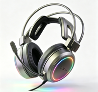 LDON 610 Headset Gaming Berkabel On-Ear Lampu RGB Tahan Air IPX-5 Suara Surround Latensi Rendah Kompatibel dengan Ponsel 20 Jam
