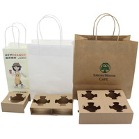 Plateau à gobelets en papier kraft recyclable pour porte-sac à emporter pour thé au lait et café