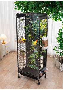 Nichoir et cage à oiseaux en métal de luxe moderne pour oiseaux de grande et petite taille - Durable et sécurisé, taille réglable, emballage en boîte - Product Image 3