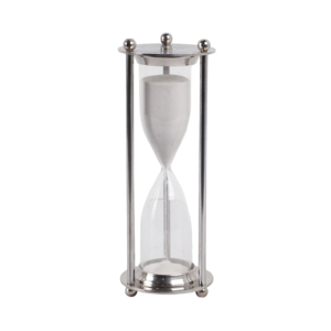 Timer a clessidra decorativo moderno e glamour in metallo e vetro per casa, bagno, soggiorno, ufficio - Product Image 1