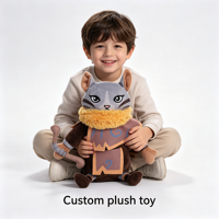 Jouet en peluche chaton guerrier disponible en OEM/ODM, jouets en peluche chat sur mesure, jouet en peluche chaton gris doux