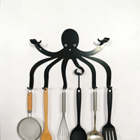 Leuke metalen wandhaak in octopusvorm - Decoratieve kapstok voor keukengerei, handdoeken, sleutels - Organizer met 8 haken