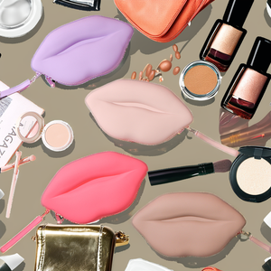 Sac de rangement de maquillage multifonctionnel personnalisé, imperméable, grand format, en forme de lèvres, avec poignée souple, fermeture éclair, en silicone - Product Image 2