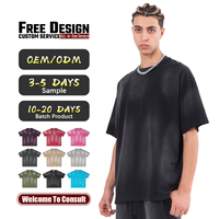 T-shirt ample vintage pour homme en coton délavé style streetwear hip-hop avec effet batik vieilli