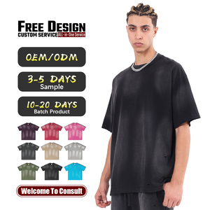 เสื้อยืดผู้ชายสไตล์สตรีทแวร์ลายบาติกฟอกสีวินเทจ 100% ผ้าฝ้าย ลุคฮิปฮอปทรงหลวม - Product Image 1