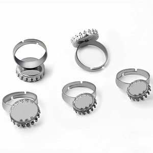 Adjustable Stainless Steel Ring Jewelry Accessories Bezel <strong>Setting</strong> on Ring Shank <strong>Empty</strong> Cabochon Base Rings for Men - Product Image 1