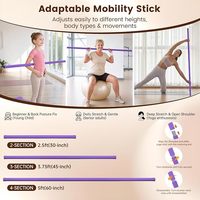 Bâton de yoga LXY-N10238, bâton de mobilité en acier pour l'étirement, la flexibilité et l'équilibre, la physiothérapie et la correction de la posture