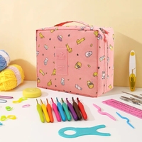 Kit de crochet avec sac de rangement, ensemble d'aiguilles à tricoter, outils de couture et accessoires pour loisirs créatifs DIY, fournitures de crochet