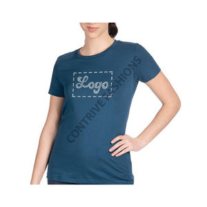 OEM Custom Knitted 100% Cotton Women's Plus Size Teenagers <b>Sequined</b> Logo Diamond Casual <b>T</b>-<b>Shirts</b> Quick Dry Short Sleeve - Product Image 1
