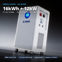 Batterie domestique LiFePO4 51,2 V 314 Ah 16 kWh, système de stockage d'énergie tout-en-un, alimentation de secours UPS 12 kW pour le stockage d'énergie solaire résidentielle