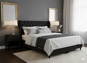 Lujosa <span class=keywords><strong>cama</strong></span> Boxspring de diseño moderno, cómodo marco de madera convertible con camas acolchadas de Estilo <span class=keywords><strong>continental</strong></span> - Product Image 5