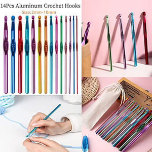 Accesorios de costura Hilo artesanal 85 piezas Ganchos de ganchillo ergonómicos Agujas Herramienta de tejer Kit de ganchillo - Product Image 5