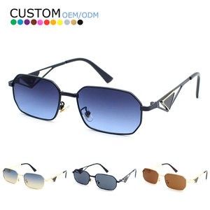 Nouvelles lunettes de soleil polygonales vintage à monture métallique pour femmes, lunettes de créateur de luxe - Product Image 1