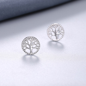 Edy 925 Bạc <span class=keywords><strong>Zircon</strong></span> Đồ Trang Sức Thời Trang Tree Của Cuộc Sống Vòng Đeo Tay Mặt Dây Chuyền Vòng Cổ Bông Tai Của Phụ Nữ Bạc Trang Sức Set Nhà Sản Xuất - Product Image 4