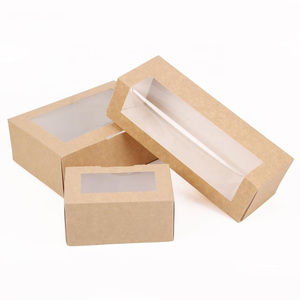 Boîte à biscuits en papier kraft personnalisée par le fabricant, récipient à collation réutilisable, boîte cadeau en papier pour dessert avec fenêtre transparente - Product Image 1