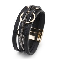 Bracelet magnétique multi-couches en similicuir tressé à la main, style euro-américain, minimaliste, cadeau pour femme, vente en gros