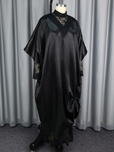 ชุดเดรสยาวแบบสวมไม่มีสายคล้องไหล่สำหรับผู้หญิงสไตล์แอฟริกัน ผ้าลูกไม้แบบ Bubu แขนบาน เอวธรรมชาติ - Product Image 5