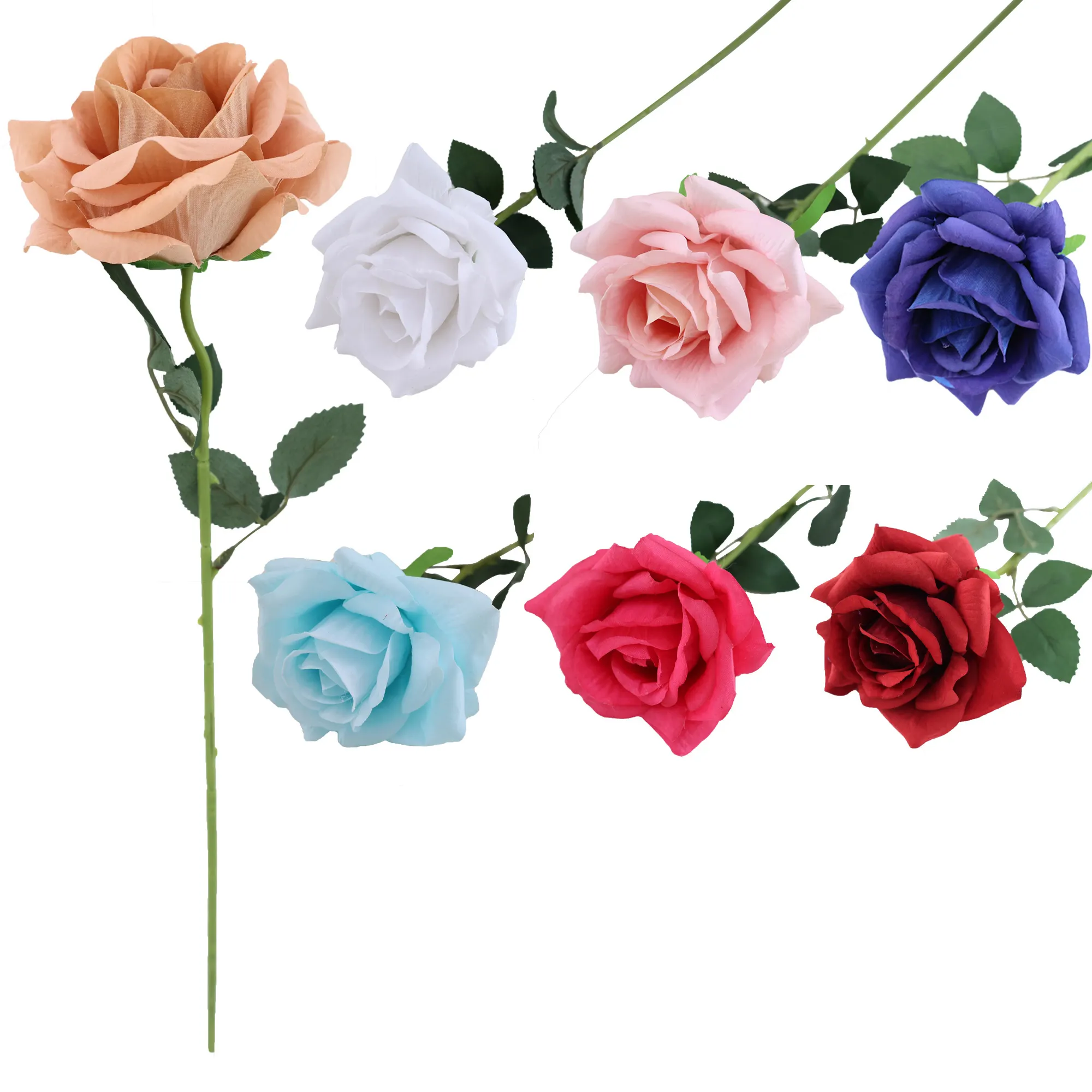 Rosas rojas de imitación de seda de alta calidad, flores falsas para decoración del hogar, DIY, para boda, flores artificiales de terciopelo, S0321
