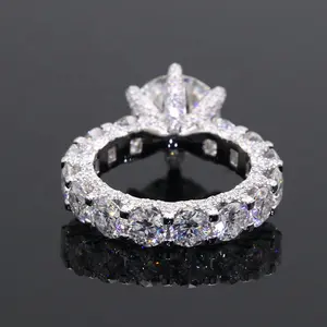14K 화이트 골드 결혼 반지 3 캐럿 Moissanite 다이아몬드 반지 GRA 인증서