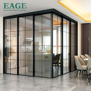 Ba liên kết hợp kim nhôm trượt và gấp PT cửa kính cường lực với bề mặt hoàn thiện viền đơn để trang trí - Product Image 3