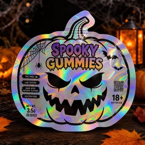 Bolsa de Mylar con Forma de Calabaza para Halloween, a Prueba de Olores, Reutilizable, con Cierre, Bajo MOQ - Product Image 1