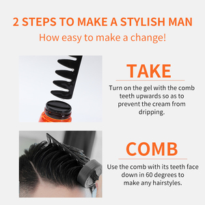 <span class=keywords><strong>Gel</strong></span> coiffant extrême pour hommes, <span class=keywords><strong>gel</strong></span> coiffant pour cheveux bouclés, cire coiffante, <span class=keywords><strong>gel</strong></span> coiffant personnalisé avec peigne - Product Image 2