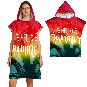 Serviette de plage poncho à capuche tricotée pour adulte, en microfibre, pratique pour le surf - Product Image 4