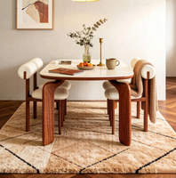 Table à manger extensible en bois de style moderne et luxueux avec plateau en marbre et chaise multifonctionnelle pour petit appartement et usage hôtelier