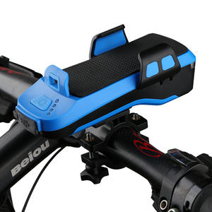 Four In One <b>Speaker</b> Light Bicycle Headlight With <b>Horn</b> USB Rechargeable Waterproof Phone Holder 2400Mha Blue - Product Image 4
