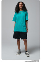 Kaos Pria Kasual 230g Katun Murni Benang Ganda Warna Solid Lengan Pendek Drop Shoulder Longgar Anti-pilling Langsung dari Pabrik