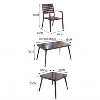 Ensemble de salle à manger de patio en acier au carbone à revêtement électrophorétique à trois couches, résistant aux intempéries, anticorrosion, pour jardin, terrasse, café, bistrot