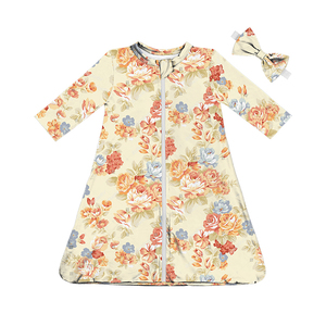 Sac de couchage zippé à imprimé floral pour bébé fille avec bandeau assorti, couverture portable personnalisée à imprimé de vacances pour nourrissons de 0 à 24 mois - Product Image 2