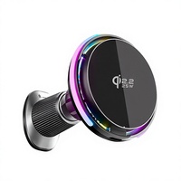 Chargeur de voiture magnétique sans fil 25W avec ventilateur de refroidissement, lumière RGB, support renforcé à rotule de 17 mm pour grille d'aération, idéal pour la navigation et les voyages routiers