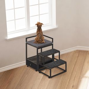 Cajón de almacenamiento, <span class=keywords><strong>cama</strong></span> elevada para mascotas, <span class=keywords><strong>cama</strong></span> para perros, plataforma multinivel, asiento de ventana <span class=keywords><strong>con</strong></span> escaleras para perros, percha para mascotas - Product Image 6