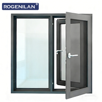 Ventanas de Aluminio con Doble Acristalamiento y Aislamiento Térmico Estilo Americano Rogenilan, Ventana Abatible de Vidrio Resistente al Viento para Casas
