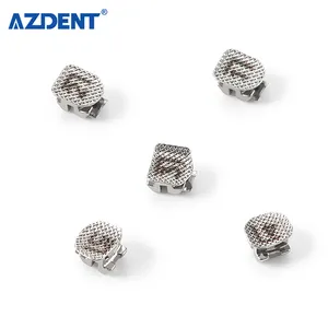 AZDENT-Soportes de autoligado de metal para ortodoncia con gancho MBT 3-4-5 de tubo bucal