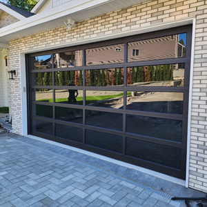 <span class=keywords><strong>Porte</strong></span> de <span class=keywords><strong>garage</strong></span> moderne en aluminium noir avec vitrage, type coulissant vertical à commande automatique, économique pour villas, noir - Product Image 6